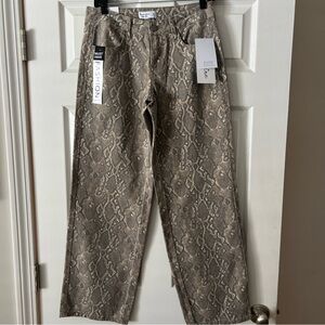NEW Love, Fire Snakeskin Denim Jeans. Sz 3. Wide leg Pants.